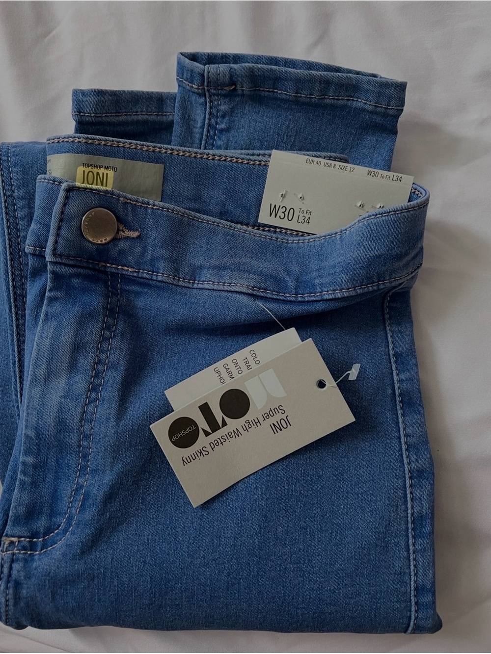 Topshop Joni High Waisted Skinny Jeans - Bright Blue W30L34